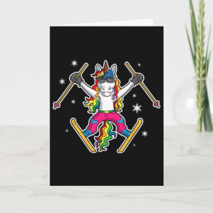 Unicorn Girls Cute Skiing Ski Team Coach Instructo Card