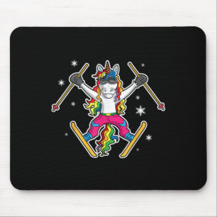 Unicorn Girls Cute Skiing Ski Team Coach Instructo Mouse Mat