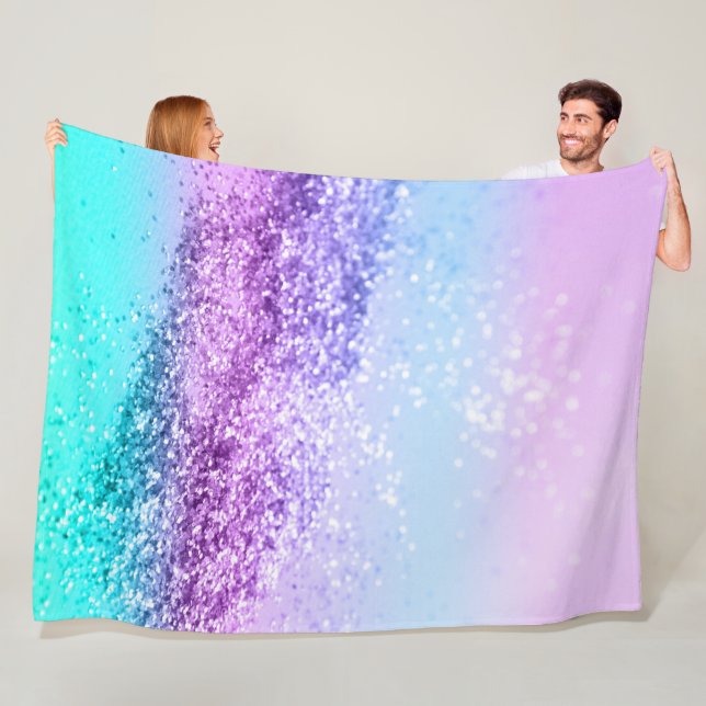 Unicorn Girls Glitter #14 #shiny #decor #art Fleece Blanket (In Situ)
