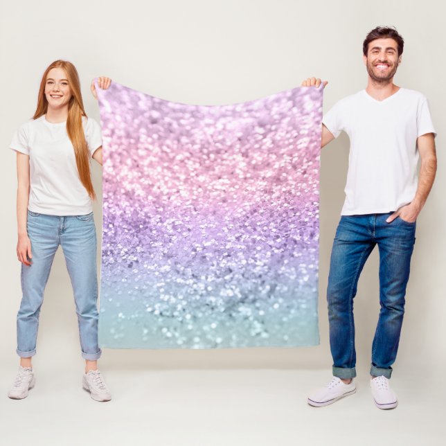 Unicorn Girls Glitter #1 #shiny #pastel Fleece Blanket (In Situ)