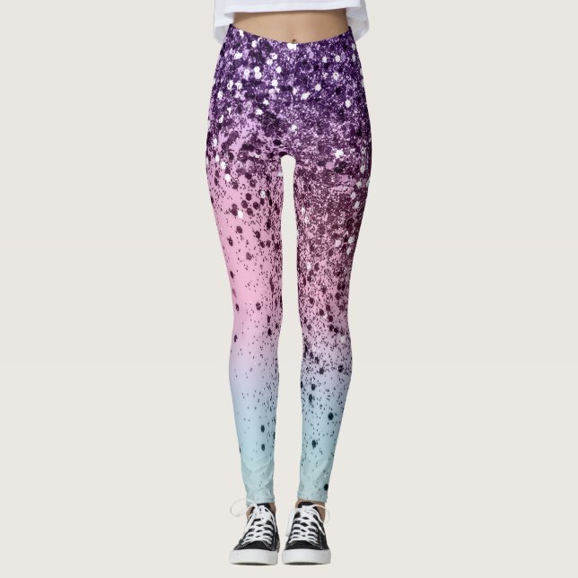 Unicorn Girls Glitter #6c (Faux Glitter) #shiny  Leggings (Front)