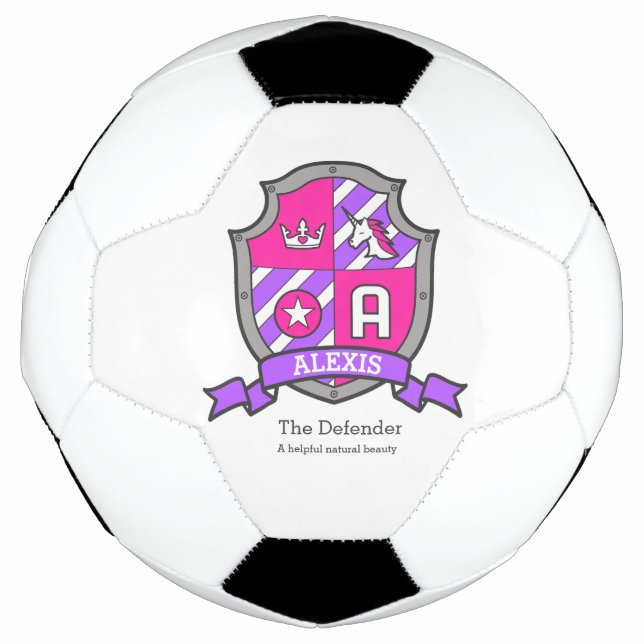 Unicorn girls name meaning Alexis pink purple Socc Football (Front)