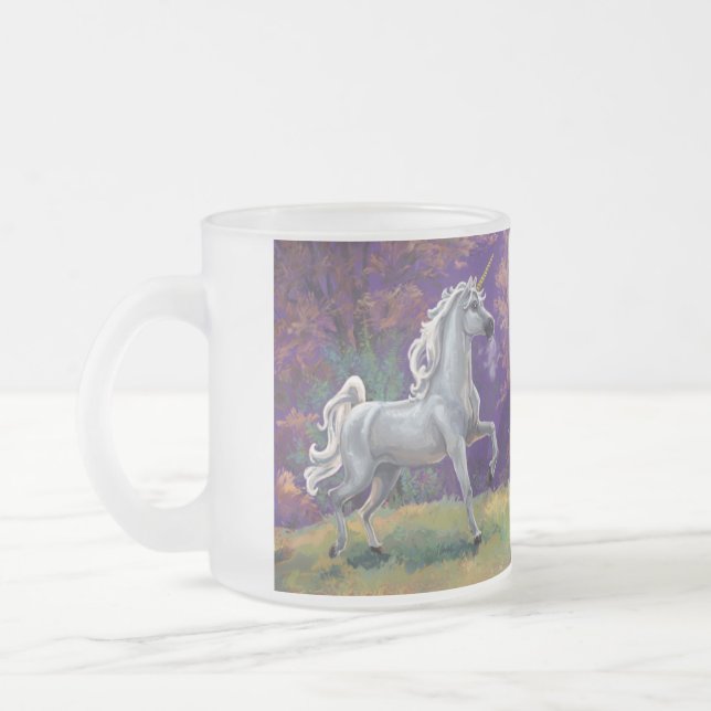 Unicorn Glade Frosted Glass Coffee Mug (Left)