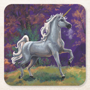 Unicorn Glade Square Paper Coaster