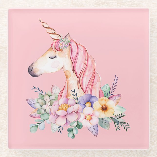 Unicorn Glass Coaster (Front)