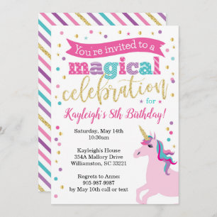 Unicorn Glitter Birthday Party Invitation