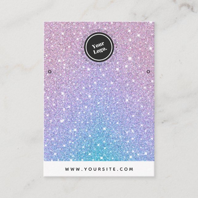 Unicorn Glitter Custom Logo Earrings Display Girly Business Card (Front)
