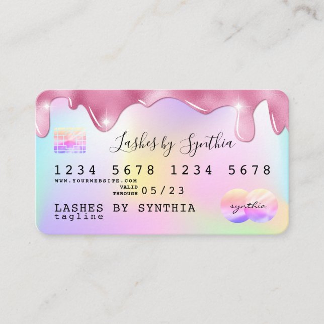 Unicorn glitter drip Credit Card hologram add name (Front)