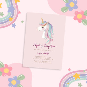 Unicorn Glitter Girl Birthday Invitation