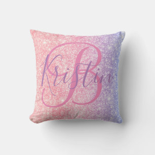 Unicorn Glitter Monogram Cushion