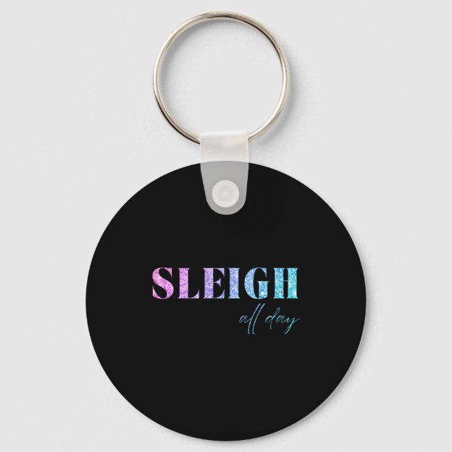 Unicorn Glitter Sleigh All Day Christmas  Key Ring (Front)