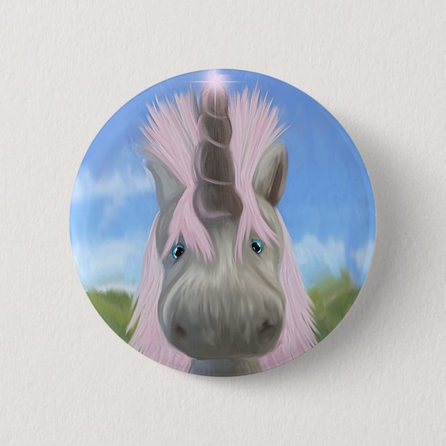 Unicorn glow 6 cm round badge (Front)