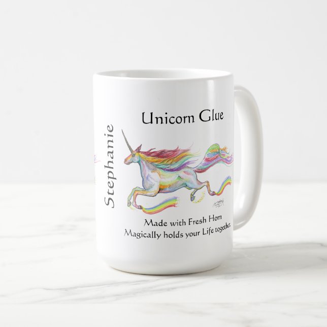 Unicorn Glue horse cute rainbow Funny pony Coffee Mug (Front Right)