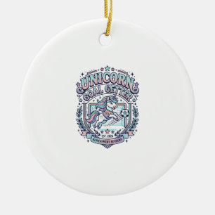 Unicorn Goal Getter Retro Style Graphic Tee Design Ceramic Tree Decoration