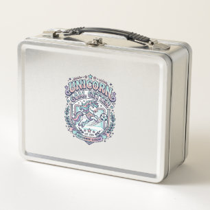 Unicorn Goal Getter Retro Style Graphic Tee Design Metal Lunch Box