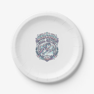 Unicorn Goal Getter Retro Style Graphic Tee Design Paper Plate