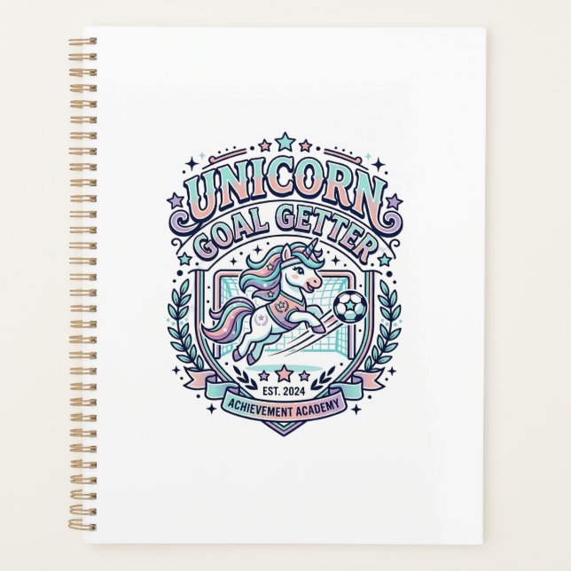 Unicorn Goal Getter Retro Style Graphic Tee Design Planner (Front)