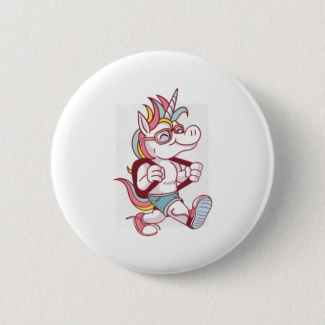 Unicorn Goes To School 6 Cm Round Badge (Front)
