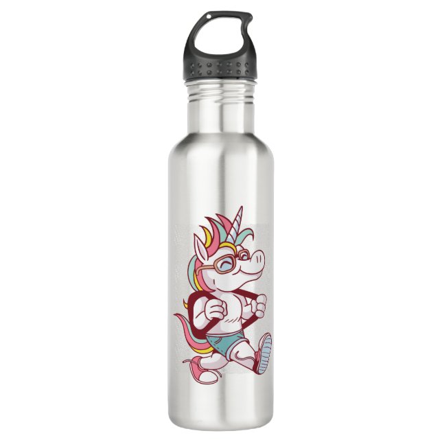 Unicorn Goes To School 710 Ml Water Bottle (Front)