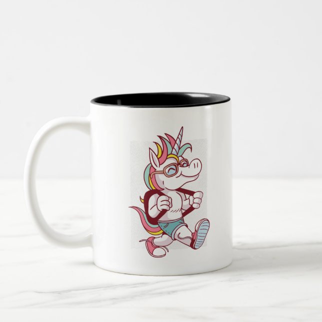 Unicorn Goes To School Two-Tone Coffee Mug (Left)