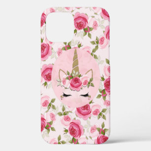 Unicorn Gold Floral Roses Cute Trendy iPhone 12 Case