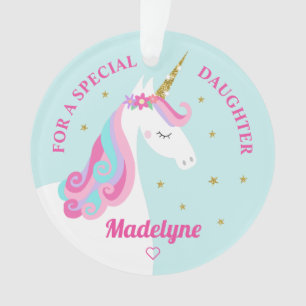 Unicorn Gold Glitter Daughter Christmas Ornament