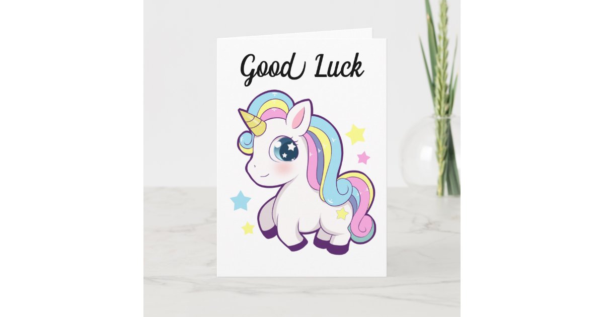 Unicorn Good Luck Card Zazzle.co.uk