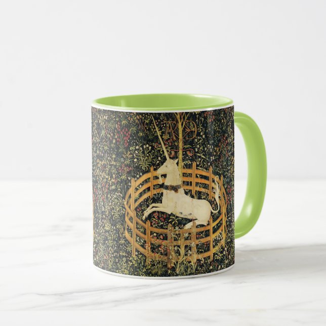 UNICORN GOTHIC FANTASY FLOWERS,FLORAL MOTIFS Green Mug (Front Right)