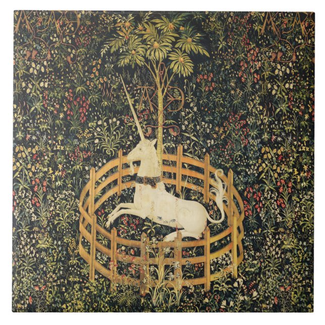 UNICORN GOTHIC FANTASY FLOWERS,FLORAL MOTIFS TILE (Front)