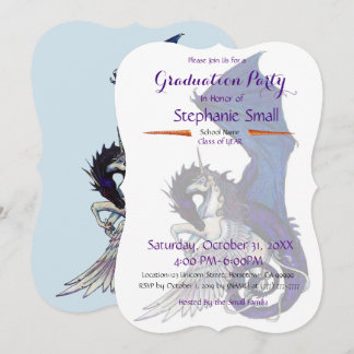 Unicorn Graduation Invitation Purple Blue Dragon