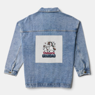 Unicorn Grandad Vintage Engraving Shirt Design_1 Denim Jacket