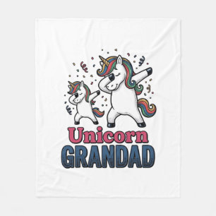 Unicorn Grandad Vintage Engraving Shirt Design_1 Fleece Blanket