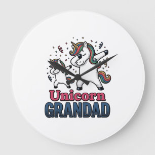 Unicorn Grandad Vintage Engraving Shirt Design_1 Large Clock