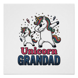 Unicorn Grandad Vintage Engraving Shirt Design_1 Poster