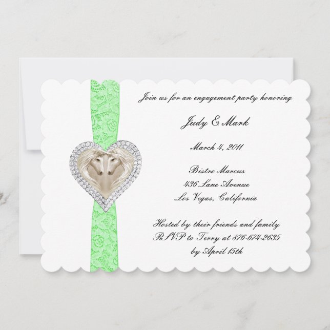 Unicorn Green Lace Engagement Party Invitation (Front)