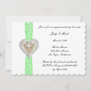 Unicorn Green Lace Engagement Party Invitation