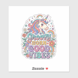 Unicorn Groovy Horn Good Vibes Charming POD Artwor