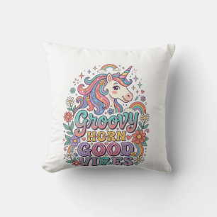 Unicorn Groovy Horn Good Vibes Charming POD Artwor Cushion