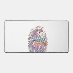 Unicorn Groovy Horn Good Vibes Charming POD Artwor Desk Mat