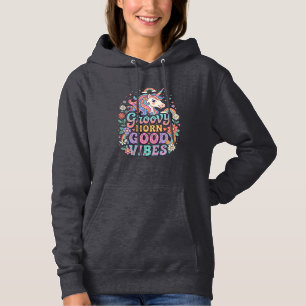 Unicorn Groovy Horn Good Vibes Charming POD Artwor Hoodie