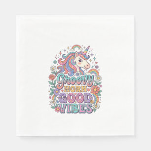 Unicorn Groovy Horn Good Vibes Charming POD Artwor Napkin