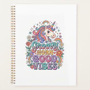 Unicorn Groovy Horn Good Vibes Charming POD Artwor Planner