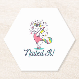 Unicorn Gymnast Gymnastics_ Nailed It T-Shirt Paper Coaster