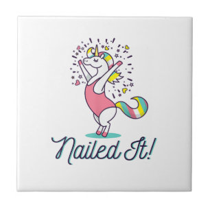 Unicorn Gymnast Gymnastics_ Nailed It T-Shirt Tile