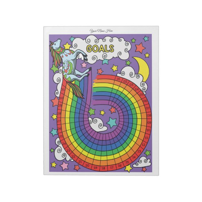 Unicorn Habit Tracker Custom Notepad (Rotated)