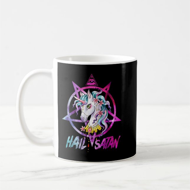 Unicorn Hail Satan Death Metal Rainbow Rave Men 67 Coffee Mug (Left)