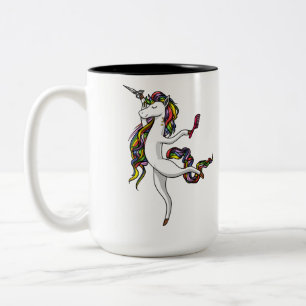 Unicorn Hairdresser Hairstylist Magical Fashion Two-Tone Coffee Mug