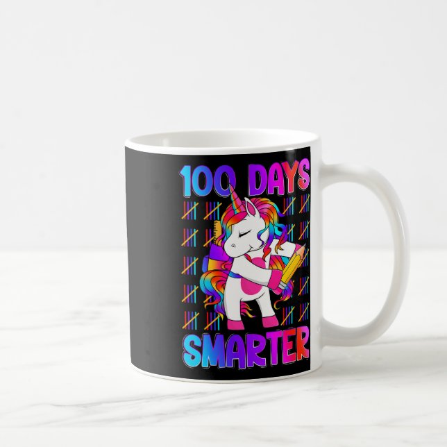 Unicorn Happy 100 Days Of School Smarter Brighter  Coffee Mug (Right)