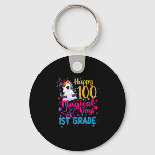 Unicorn happy 100 Magical Days of 1st Grade Key Ring
