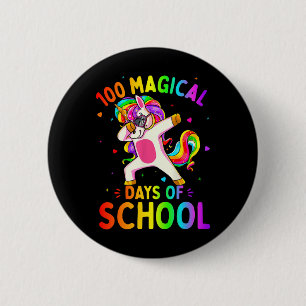 Unicorn Happy 100th Day 100 Magical Days Of School 6 Cm Round Badge